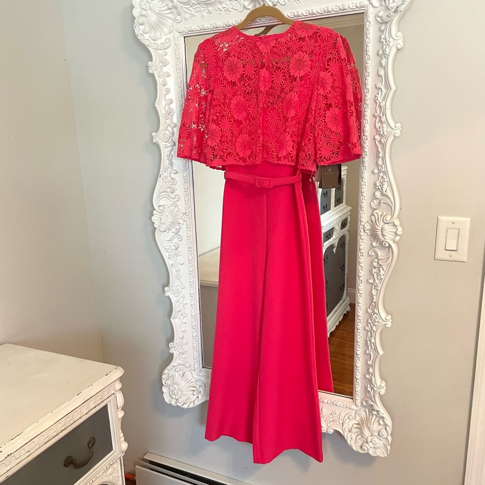 NWT $485 Space Style Concept Azalea Pink Lace Crop Top Detail Dress Jumpsuit